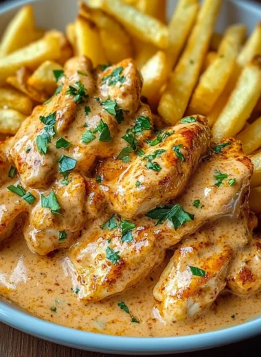 Creamy Paprika Chicken with Golden Fries