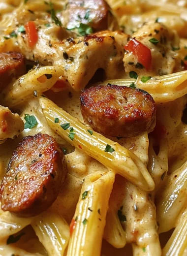 Creamy Pepper Jack Cajun Chicken And Sausage Pasta