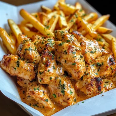Creamy Peri-Peri Chicken Bites with Garlic Herb Fries