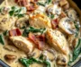 Creamy Slow Cooker Chicken Stroganoff with Bacon, Spinach, and Mushrooms
