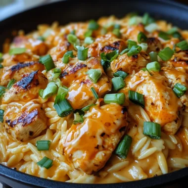 Creamy Smoky Buffalo White Cheddar Chicken Orzo