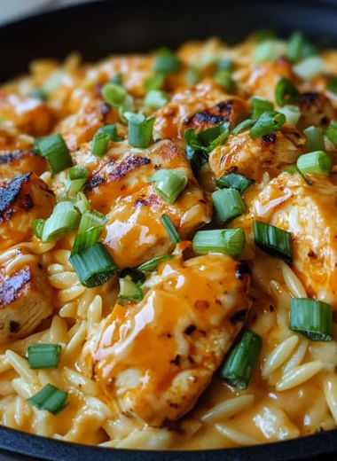 Creamy Smoky Buffalo White Cheddar Chicken Orzo