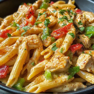 Creamy Spicy Ranch Pepper Jack Cajun Chicken Penne