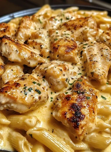 Creamy Three-Cheese Garlic Butter Chicken Penne Pasta