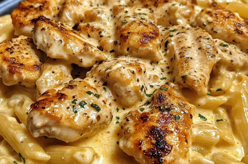 Creamy Three-Cheese Garlic Butter Chicken Penne Pasta
