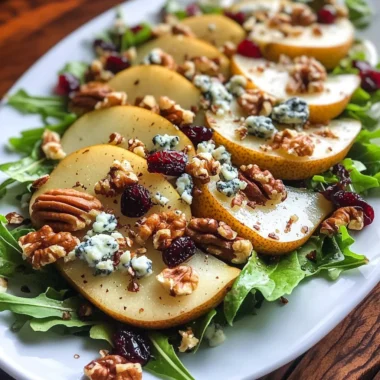 Crisp Pear Salad with Greens, Walnuts, and Creamy Cheese Elegance