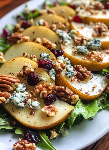 Crisp Pear Salad with Greens, Walnuts, and Creamy Cheese Elegance