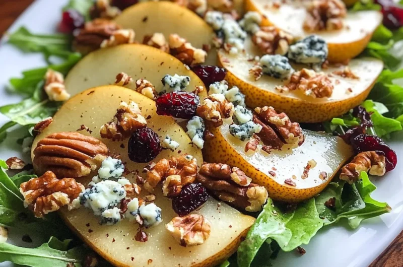 Crisp Pear Salad with Greens, Walnuts, and Creamy Cheese Elegance