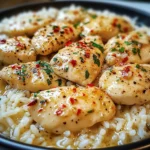 Delicious Chicken Scampi with Creamy Garlic Parmesan Rice