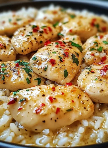 Delicious Chicken Scampi with Creamy Garlic Parmesan Rice