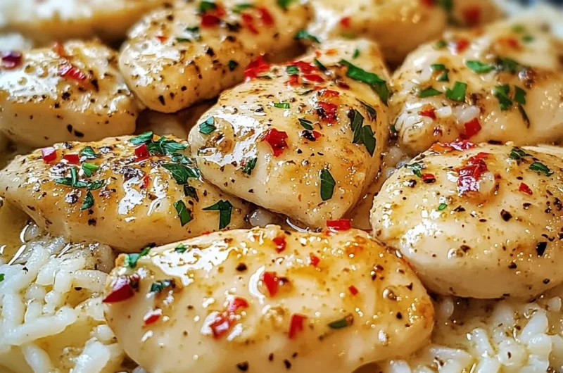 Delicious Chicken Scampi with Creamy Garlic Parmesan Rice