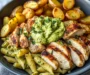 Epic Creamy Chicken Pasta Bowl with Roasted Potatoes & Avocado Herb Sauce