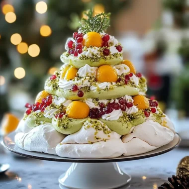 Festive Aussie Pavlova Tree with Lemon Myrtle Pistachio Cream & Native Citrus Jewels