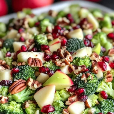 Festive Broccoli Salad with Honeycrisp Apples, Cranberries, Pecans & Pomegranate Jewels