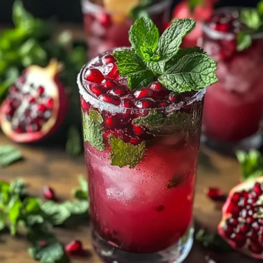 Festive Ruby Pomegranate Mint Mojito Mocktail