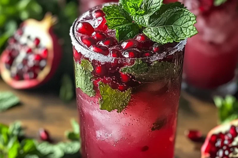 Festive Ruby Pomegranate Mint Mojito Mocktail