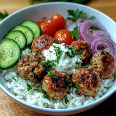 Fresh & Flavorful Greek-Style Meatball Bowl