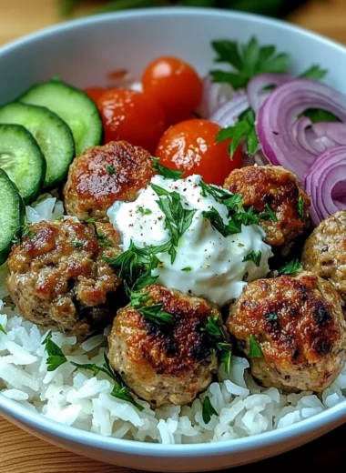 Fresh & Flavorful Greek-Style Meatball Bowl