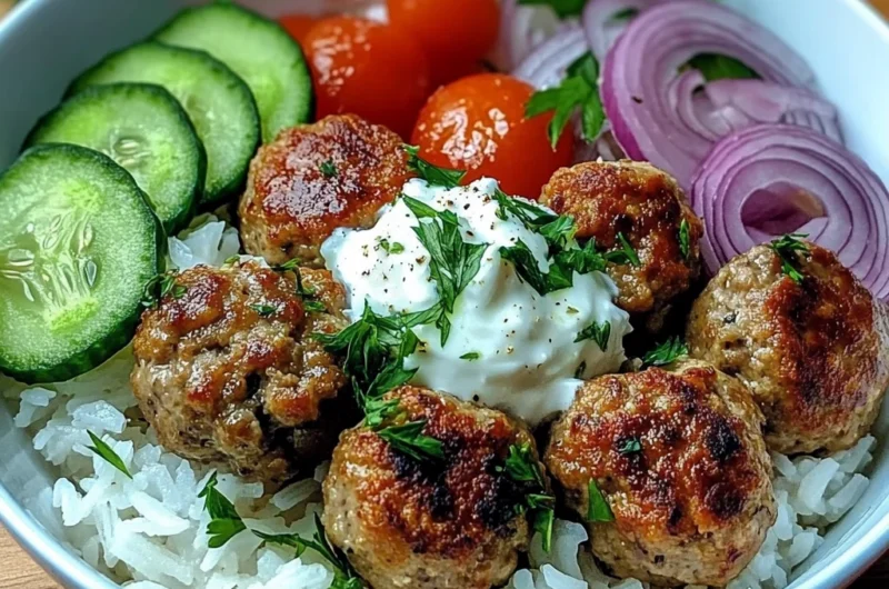 Fresh & Flavorful Greek-Style Meatball Bowl