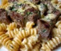 Garlic Butter Steak Rotini in Creamy Parmesan Mozzarella Sauce