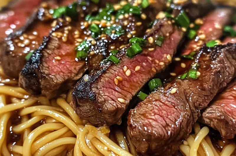 Garlic Butter Steak with Lightning Noodles Recipe