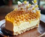 Golden Honeycomb Vanilla Cheesecake with Sugar Blossom Garnish