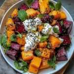 Golden Roasted Pumpkin & Beet Salad with Creamy Ricotta Clouds