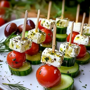 Greek Feta & Cucumber Bite Skewers