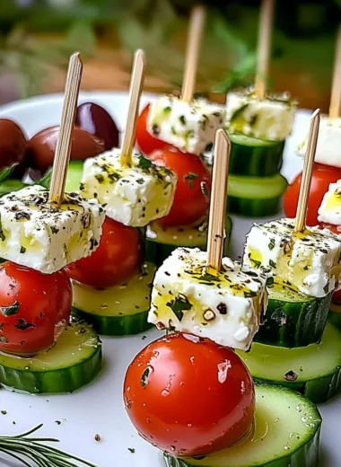 Greek Feta & Cucumber Bite Skewers