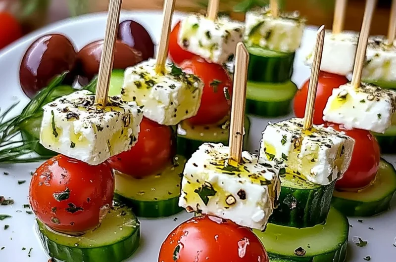 Greek Feta & Cucumber Bite Skewers