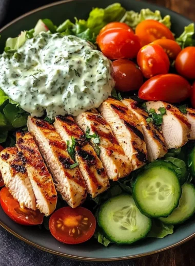 Grilled Chicken Salad with Tzatziki Sauce