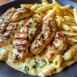 Grilled Chicken with Creamy Herb Penne Pasta