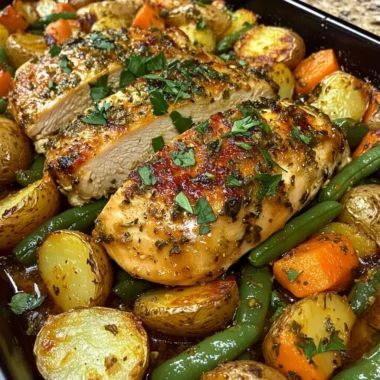 Herb-Roasted Chicken with Garlic Potatoes & Veggies