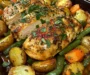 Herb-Roasted Chicken with Garlic Potatoes & Veggies