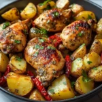 Herb Roasted Chicken & Potatoes with Chili Garnish
