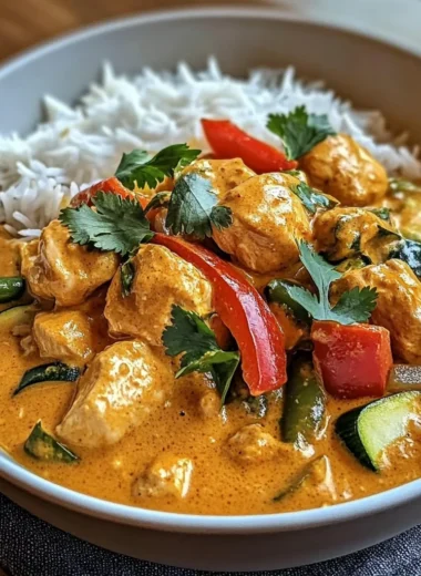 Insanely Creamy Coconut Chicken Curry with Rice & Veggies