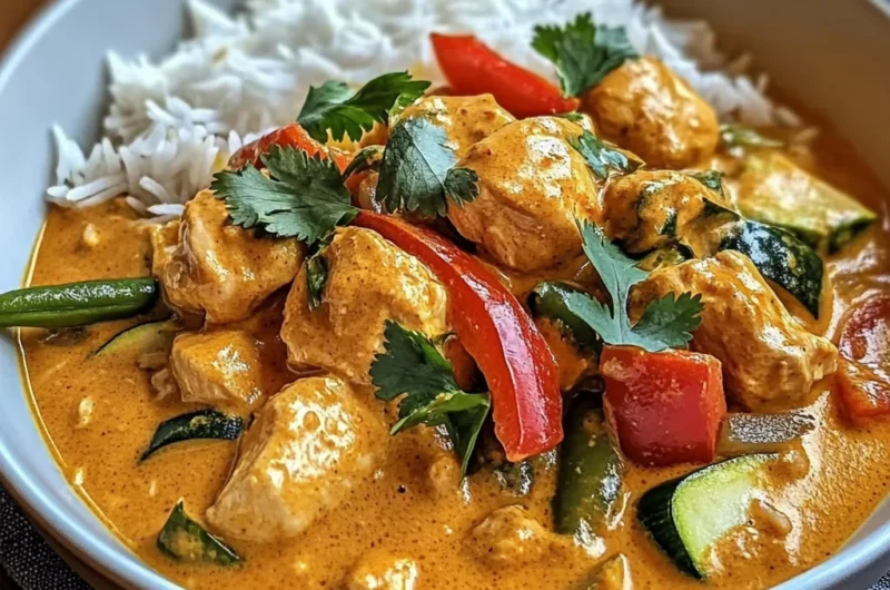 Insanely Creamy Coconut Chicken Curry with Rice & Veggies