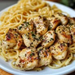 Lemon Garlic Butter Chicken Bites with Parmesan Linguine