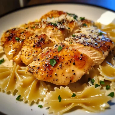 Lemon Garlic Butter Chicken with Creamy Parmesan Bowtie Pasta