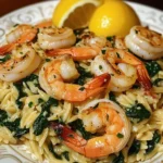 Lemon Garlic Shrimp with Spinach Orzo