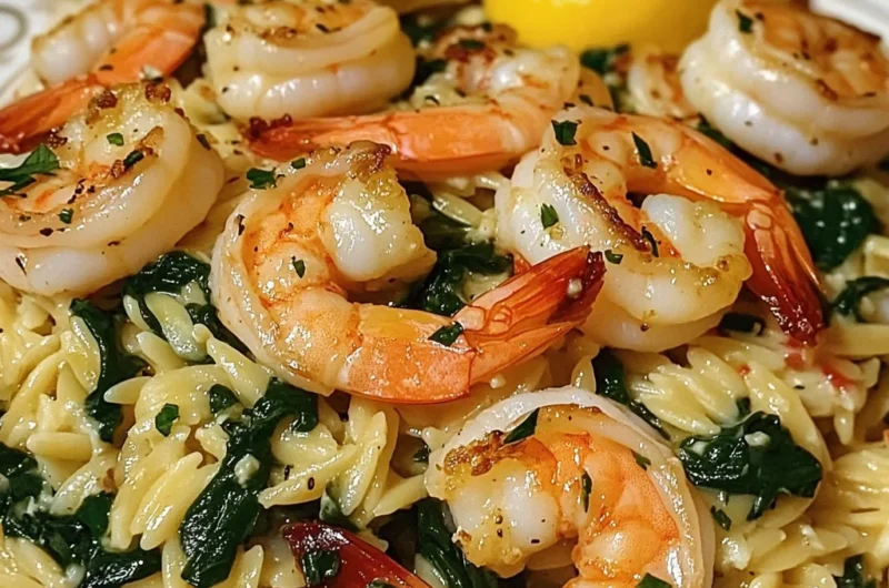 Lemon Garlic Shrimp with Spinach Orzo
