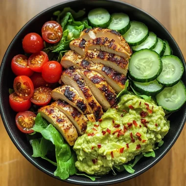 Loaded Chicken Guacamole Power Bowl with Fresh Veggies