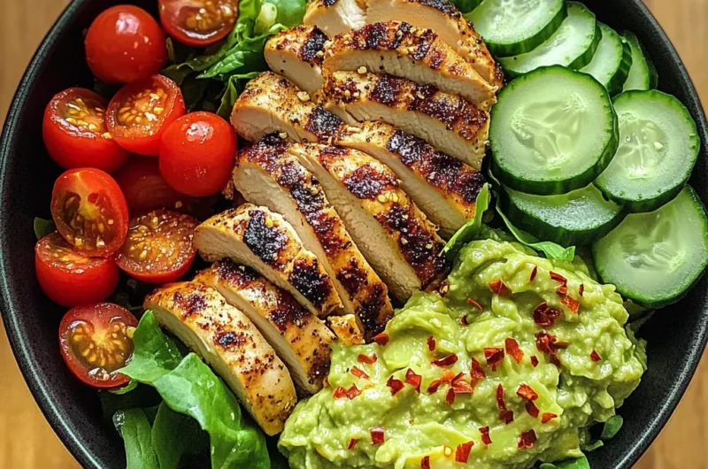Loaded Chicken Guacamole Power Bowl with Fresh Veggies
