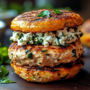 Mediterranean Greek Chicken Burgers with Herbs and Feta