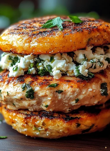 Mediterranean Greek Chicken Burgers with Herbs and Feta