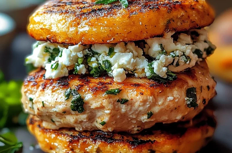 Mediterranean Greek Chicken Burgers with Herbs and Feta
