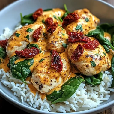 Modern Twist Creamy Paprika Chicken with Buttered Rice, Spinach & SunDried Tomatoes