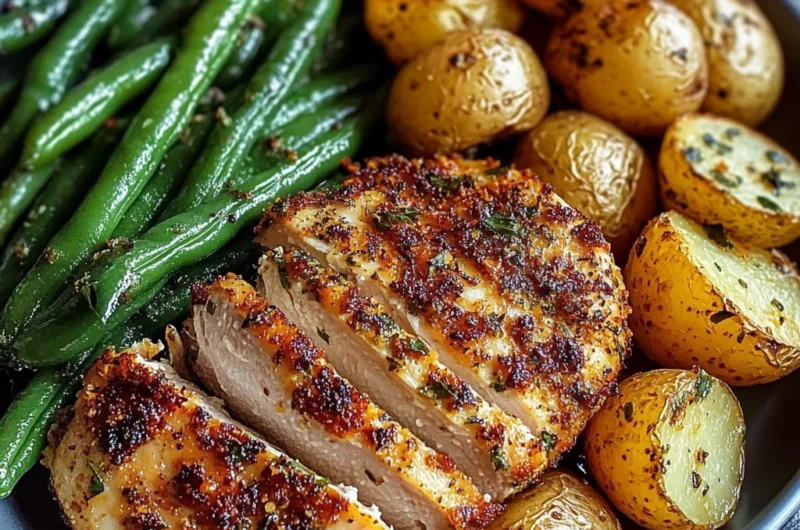 Next-Level Herb-Crusted Chicken with Garlic Potatoes & Green Beans