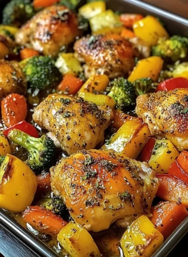 One-Pan Baked Chicken Thighs with Veggies & Herbs