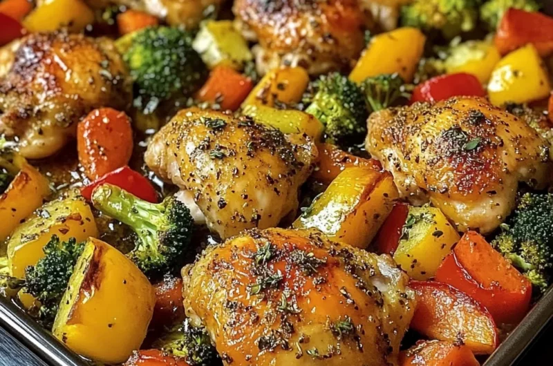 One-Pan Baked Chicken Thighs with Veggies & Herbs
